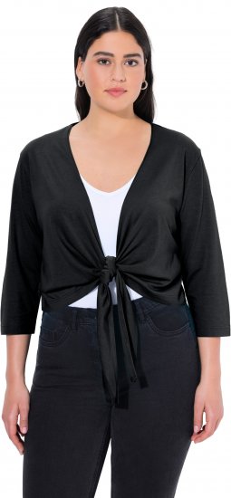 Ulla Popken Versatile Surplice Wrap Tie Hem Bolero Top Black - Μπλουζάκια - 