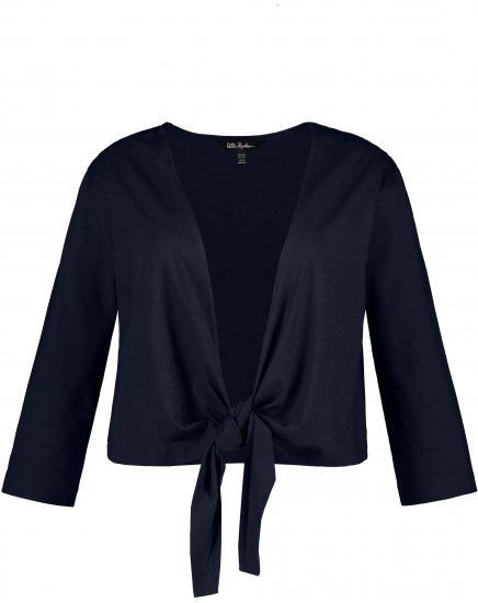 Ulla Popken Versatile Surplice Wrap Tie Hem Bolero Top Navy - Μπλουζάκια - 