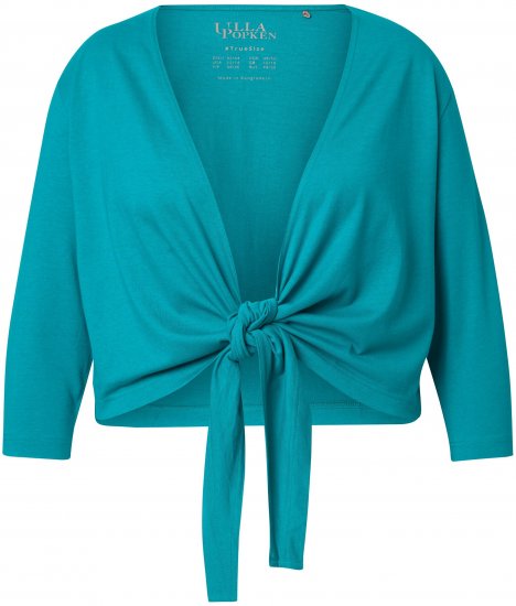 Ulla Popken Versatile Surplice Wrap Tie Hem Bolero Top Teal - Μπλουζάκια - 