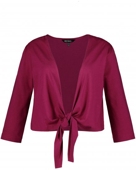 Ulla Popken Versatile Surplice Wrap Tie Hem Bolero Top Magnolia Red - Μπλουζάκια - 