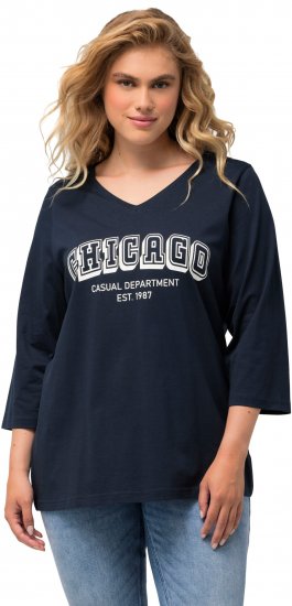 Ulla Popken City Name Graphic Tee Navy - Τυπωμένα T-shirts για γυναίκες - 