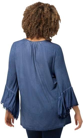 Ulla Popken Trumpet Sleeve Cold Dyed Tee Dove Blue - Τυπωμένα T-shirts για γυναίκες - 