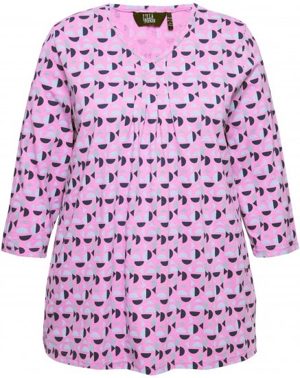 Ulla Popken Geometric Pattern 3/4 Sleeve Tee Amethyst - Τυπωμένα T-shirts για γυναίκες - 