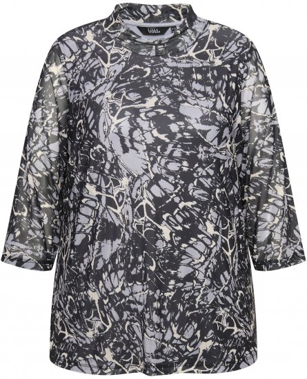 Ulla Popken Mesh Butterfly Wing Layered Tee Black - Μπλουζάκια - 