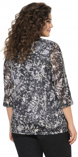 Ulla Popken Mesh Butterfly Wing Layered Tee Black - Μπλουζάκια - 