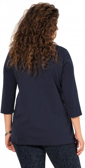 Ulla Popken Peace Love Life 3/4 Sleeve Graphic Tee Navy - Μπλουζάκια - 