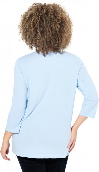 Ulla Popken Country Lettered 3/4 Sleeve Tee Soft Light Blue - Τυπωμένα T-shirts για γυναίκες - 