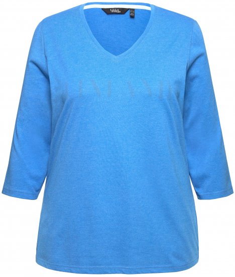 Ulla Popken Country Lettered 3/4 Sleeve Tee Teal Blue - Τυπωμένα T-shirts για γυναίκες - 