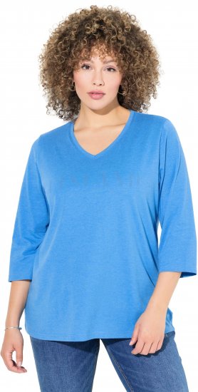 Ulla Popken Country Lettered 3/4 Sleeve Tee Teal Blue - Τυπωμένα T-shirts για γυναίκες - 