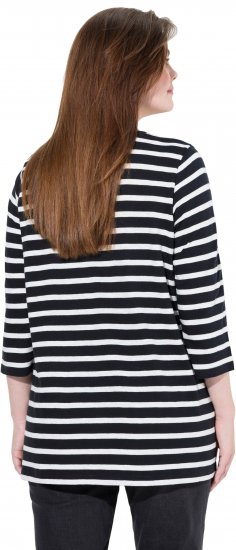 Ulla Popken Striped 3/4 Sleeve A-Line Tee Black - Μπλουζάκια - 