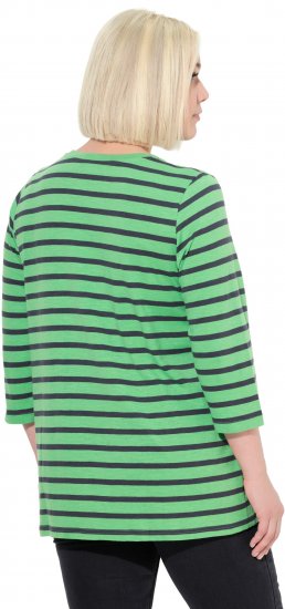 Ulla Popken Striped 3/4 Sleeve A-Line Tee Apple Green - Μπλουζάκια - 