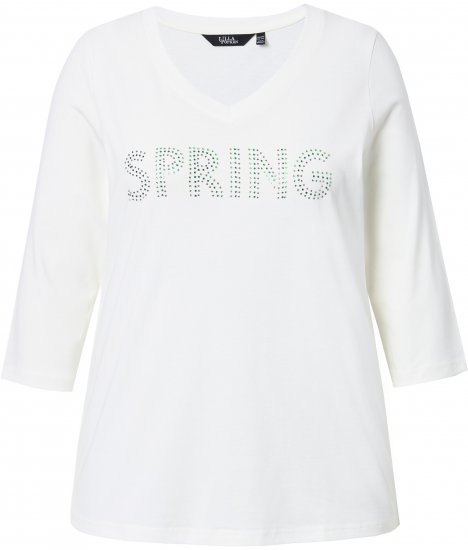 Ulla Popken SPRING Studded 3/4 Sleeve Tee Off-White - Μπλουζάκια - 