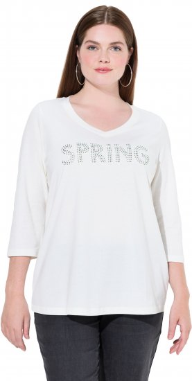 Ulla Popken SPRING Studded 3/4 Sleeve Tee Off-White - Μπλουζάκια - 