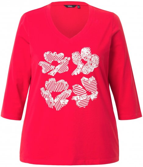 Ulla Popken Floral Graphic V-Neck Tee Lychee - Τυπωμένα T-shirts για γυναίκες - 