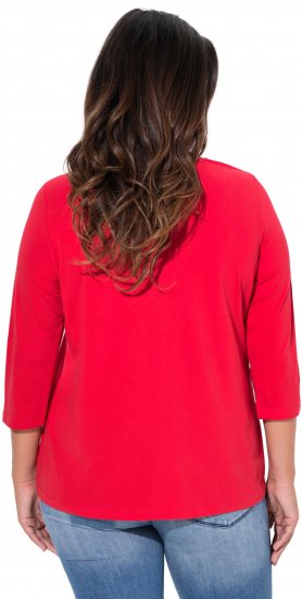 Ulla Popken Floral Graphic V-Neck Tee Lychee - Τυπωμένα T-shirts για γυναίκες - 