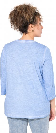Ulla Popken UNIQUE Embroidered 3/4 Sleeve Tee Light Blue - Μπλουζάκια - 