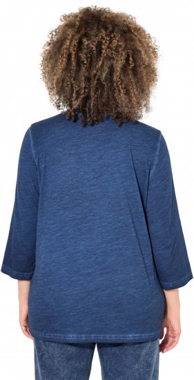Ulla Popken UNIQUE Embroidered 3/4 Sleeve Tee Ink Blue - Μπλουζάκια - 