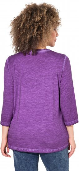 Ulla Popken UNIQUE Embroidered 3/4 Sleeve Tee Purple - Μπλουζάκια - 
