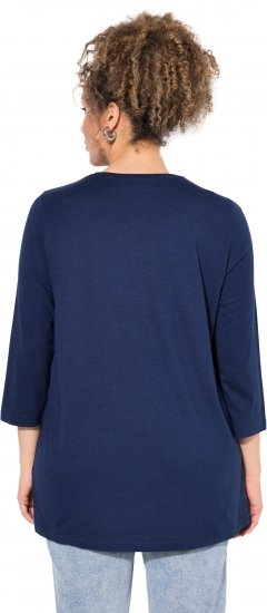 Ulla Popken Casual Mood Floral V-Neck Tee Navy - Μπλουζάκια - 