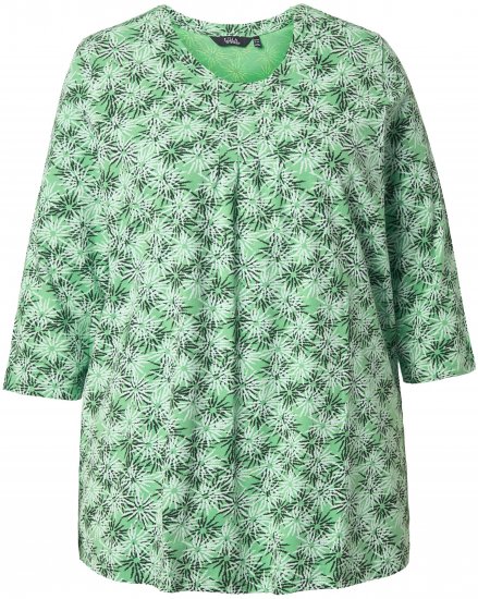 Ulla Popken Graphic Flower A-Line 3/4 Sleeve Tee Apple Green - Μπλουζάκια - 
