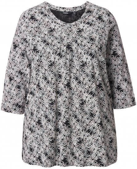 Ulla Popken Graphic Flower A-Line 3/4 Sleeve Tee Soft Light Blue - Μπλουζάκια - 