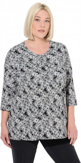 Ulla Popken Graphic Flower A-Line 3/4 Sleeve Tee Soft Light Blue - Μπλουζάκια - 