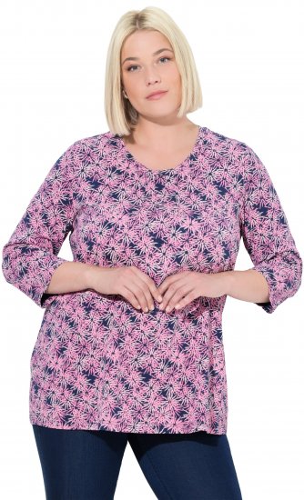 Ulla Popken Graphic Flower A-Line 3/4 Sleeve Tee Pink - Μπλουζάκια - 