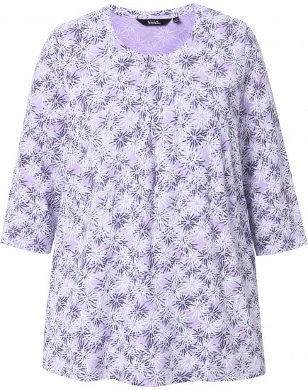 Ulla Popken Graphic Flower A-Line 3/4 Sleeve Tee Lavender - Μπλουζάκια - 
