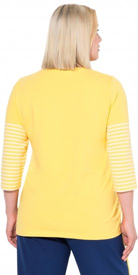 Ulla Popken Paper Boat Print 3/4 Sleeve Tee Sun Yellow - Τυπωμένα T-shirts για γυναίκες - 