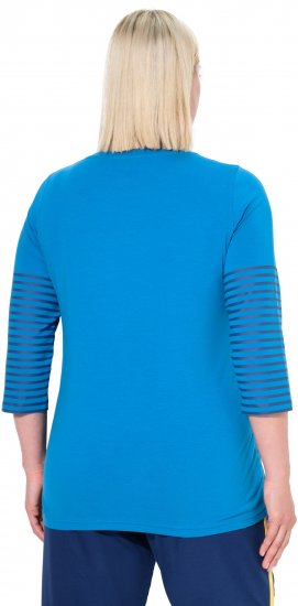 Ulla Popken Paper Boat Print 3/4 Sleeve Tee Pacific Blue - Τυπωμένα T-shirts για γυναίκες - 