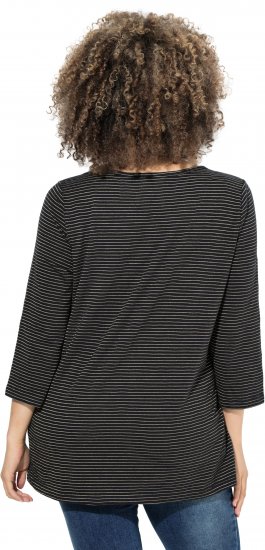 Ulla Popken Glitter Stripe 3/4 Sleeve Tee Anthracite - Τυπωμένα T-shirts για γυναίκες - 