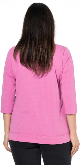Ulla Popken Textured Lettering 3/4 Sleeve Tee Pink - Τυπωμένα T-shirts για γυναίκες - 