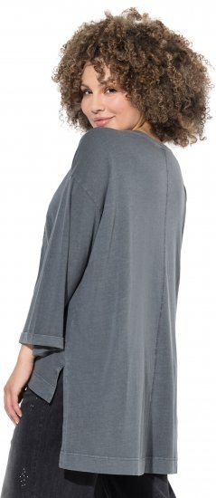 Ulla Popken 87 Applique Oversized Long Sleeve Tee Graphite Grey - Μπλουζάκια - 