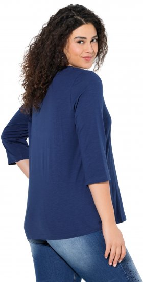 Ulla Popken Rebel 3/4 Sleeve Graphic Tee Ink Blue - Μπλουζάκια - 