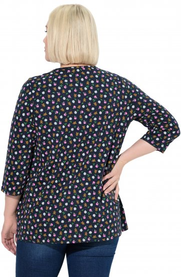 Ulla Popken Gingerbread Print 3/4 Sleeve Tee Navy - Μπλουζάκια - 