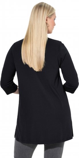 Ulla Popken Ho Ho Ho 3/4 Sleeve Graphic Tunic Tee Black - Μπλουζάκια - 
