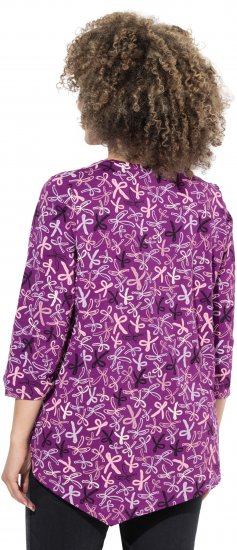 Ulla Popken Ribbon Print 3/4 Sleeve Asymmetric Tee Light Plum - Τυπωμένα T-shirts για γυναίκες - 
