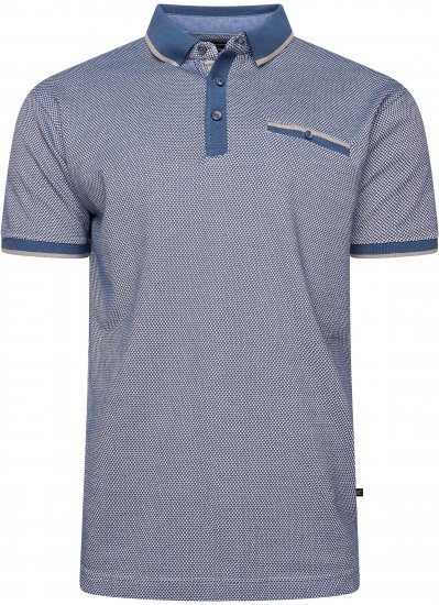 Kam Jeans 5525 Raised Dobby Fabric Polo with Tipping Indigo - Πόλο μπλουζάκια - Aνδρικά μπλουζακια πολο μεγάλα μεγέθη