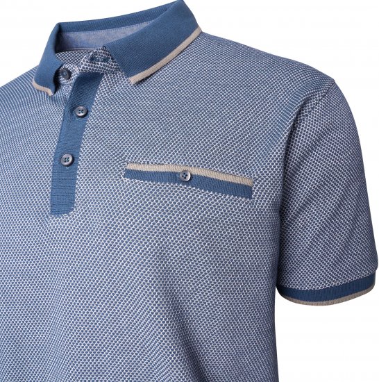 Kam Jeans 5525 Raised Dobby Fabric Polo with Tipping Indigo - Πόλο μπλουζάκια - Aνδρικά μπλουζακια πολο μεγάλα μεγέθη