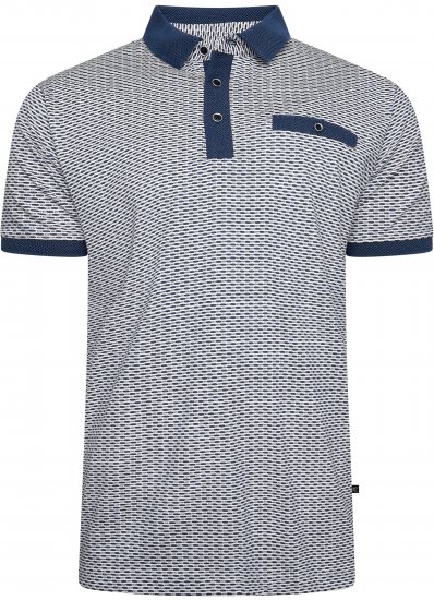 Kam Jeans 5528 AOP Print with Jacquard Collar/Cuffs Polo Navy - Πόλο μπλουζάκια - Aνδρικά μπλουζακια πολο μεγάλα μεγέθη
