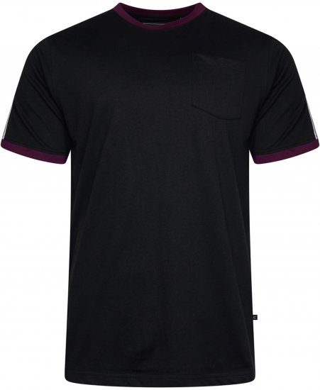 Kam Jeans 5781 Ringer Tee with Shoulder Tape Black - Μακό μπλουζάκια - Aνδρικά μπλουζεσ μεγάλα μεγέθη