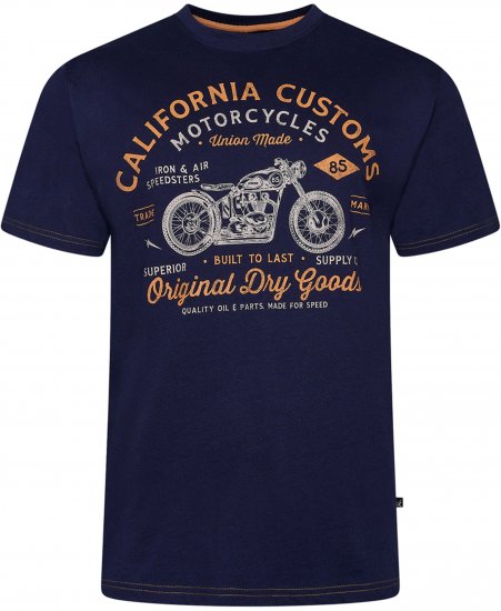 Kam Jeans 5787 California Customs Print Tee Navy - Μακό μπλουζάκια - Aνδρικά μπλουζεσ μεγάλα μεγέθη