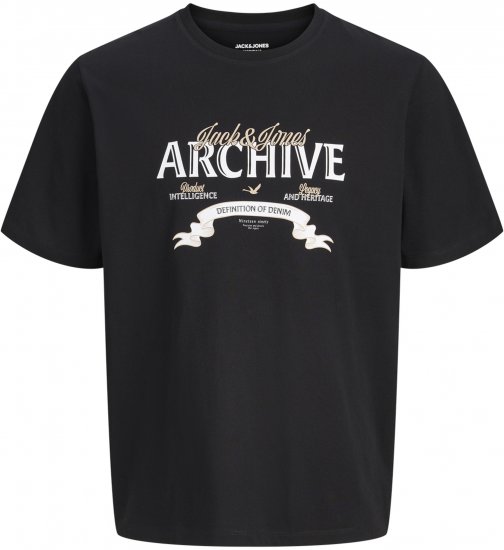 Jack & Jones Dover Denim O-Neck T-Shirt Black - Μακό μπλουζάκια - Aνδρικά μπλουζεσ μεγάλα μεγέθη