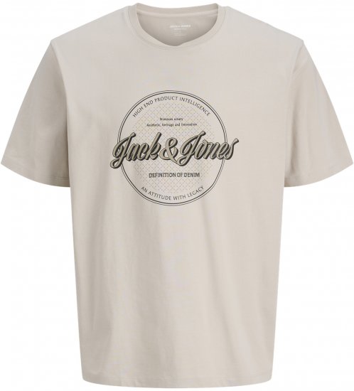 Jack & Jones Dover Denim O-Neck T-Shirt Moonbeam Grey - Μακό μπλουζάκια - Aνδρικά μπλουζεσ μεγάλα μεγέθη