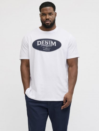 Jack & Jones Dover Denim O-Neck T-Shirt White - Μακό μπλουζάκια - Aνδρικά μπλουζεσ μεγάλα μεγέθη