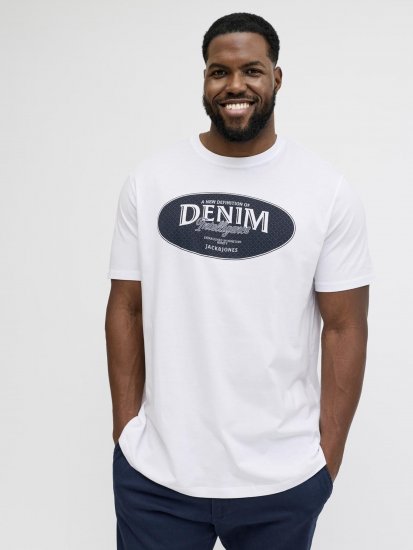 Jack & Jones Dover Denim O-Neck T-Shirt White - Μακό μπλουζάκια - Aνδρικά μπλουζεσ μεγάλα μεγέθη