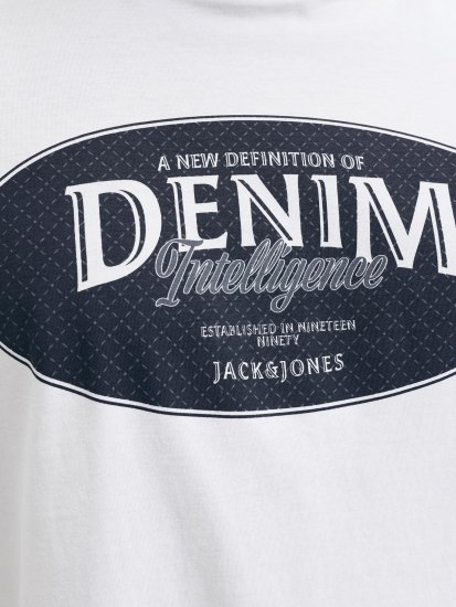 Jack & Jones Dover Denim O-Neck T-Shirt White - Μακό μπλουζάκια - Aνδρικά μπλουζεσ μεγάλα μεγέθη