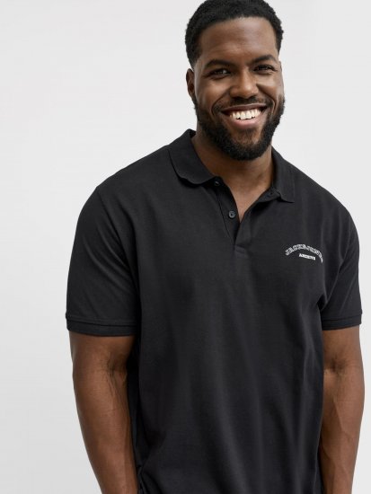 Jack & Jones College Logo Polo Short Sleeve Black - Πόλο μπλουζάκια - Aνδρικά μπλουζακια πολο μεγάλα μεγέθη
