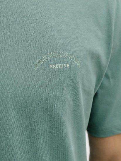 Jack & Jones College Logo Crew Neck T-Shirt Turquoise - Μακό μπλουζάκια - Aνδρικά μπλουζεσ μεγάλα μεγέθη