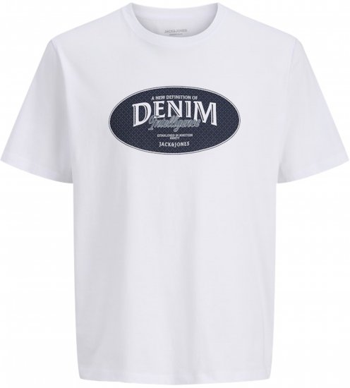 Jack & Jones Dover Denim O-Neck T-Shirt White - Μακό μπλουζάκια - Aνδρικά μπλουζεσ μεγάλα μεγέθη